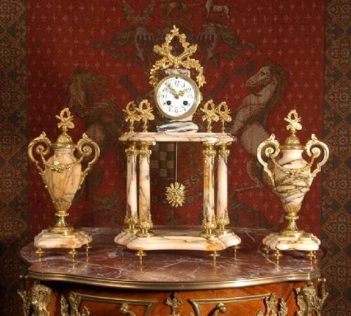 fig 2. Large Marble and Ormolu Clock Set French - Circa 1890